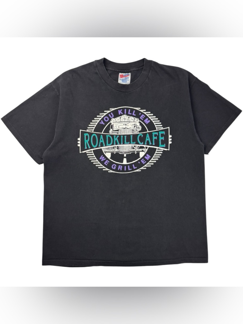 Vintage 90s Roadkill Cafe “You Kill Em, We Grill Em” Restaurant Promo Tee